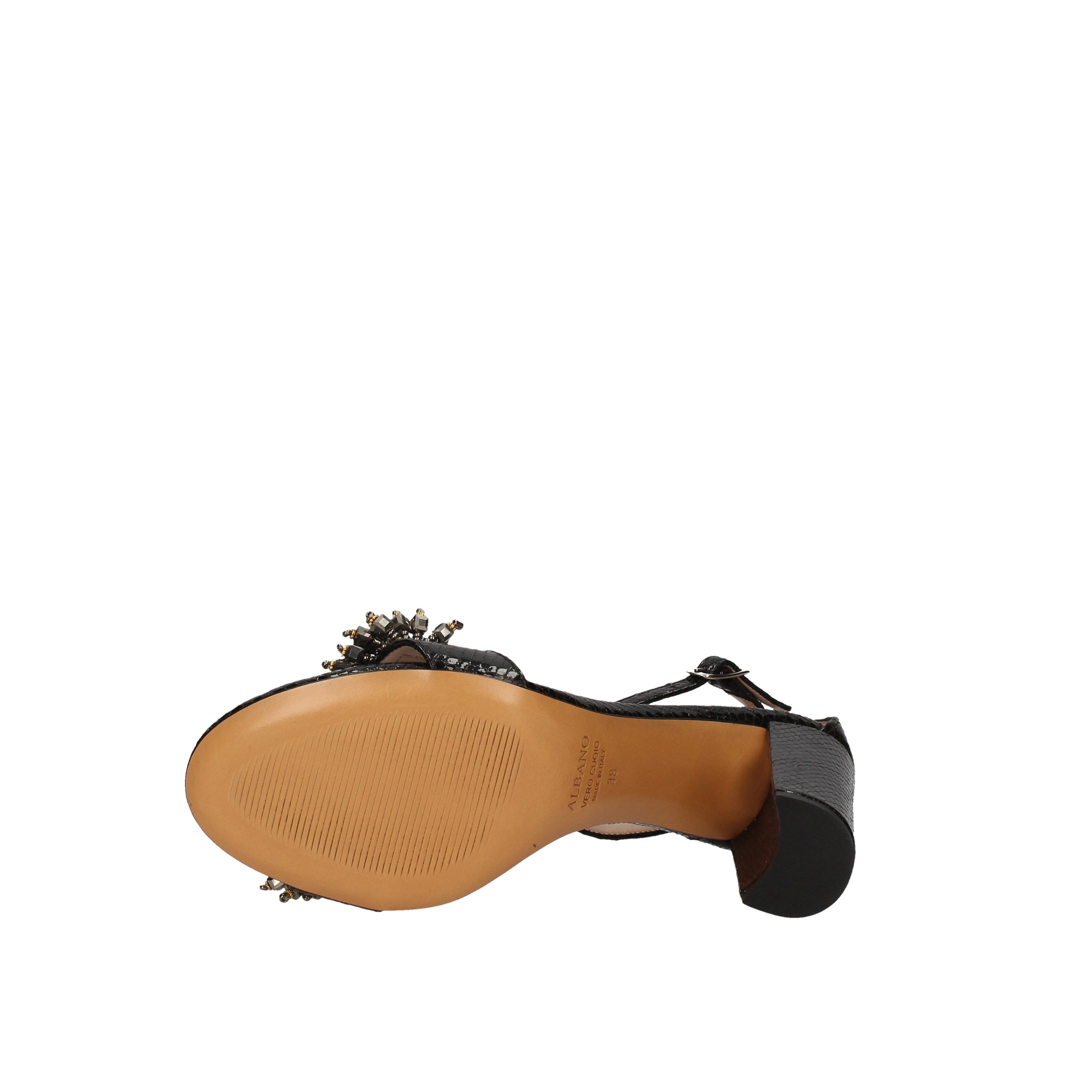 albano sandali nero con perline e strass 2042