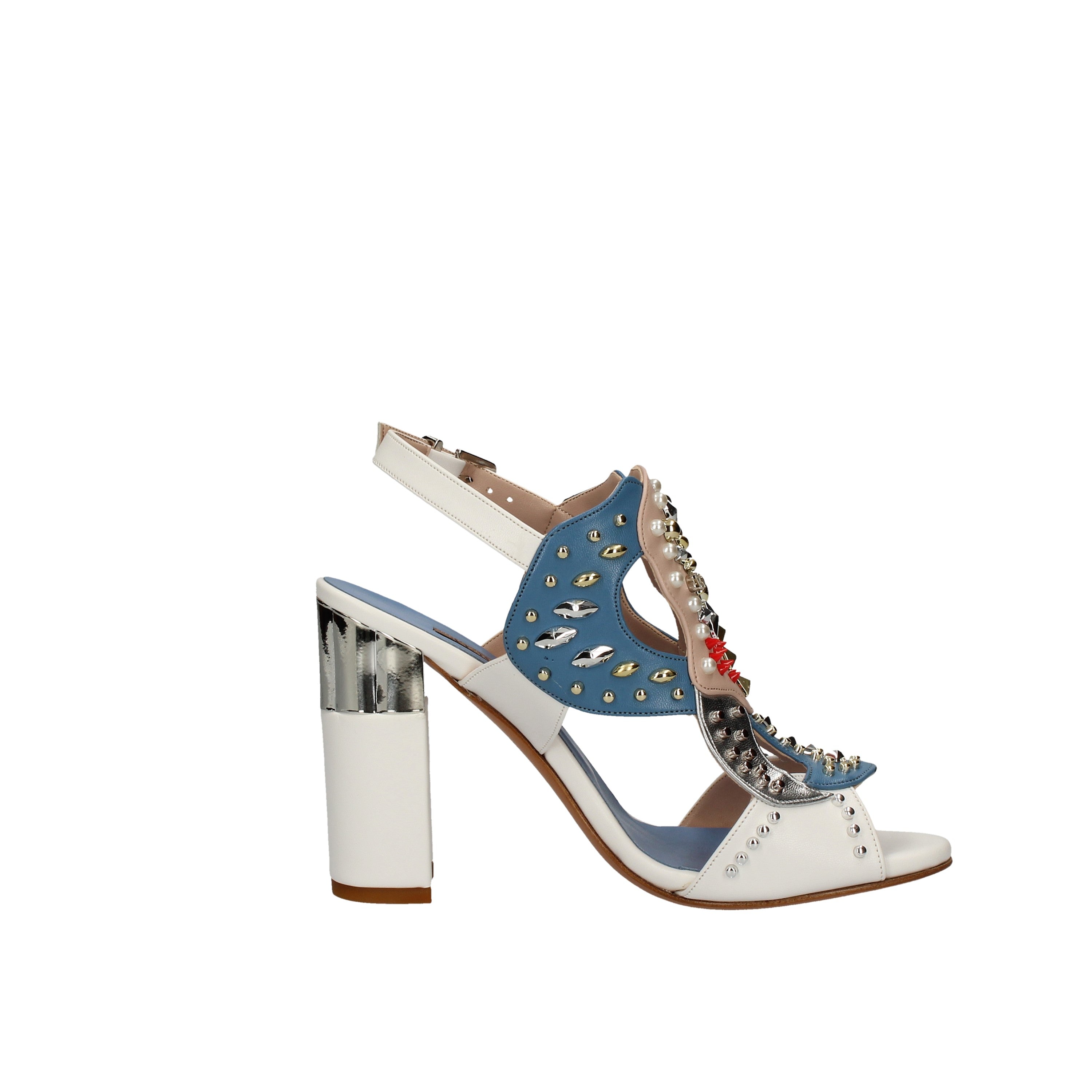 albano sandali bianco soft con borchie 2153