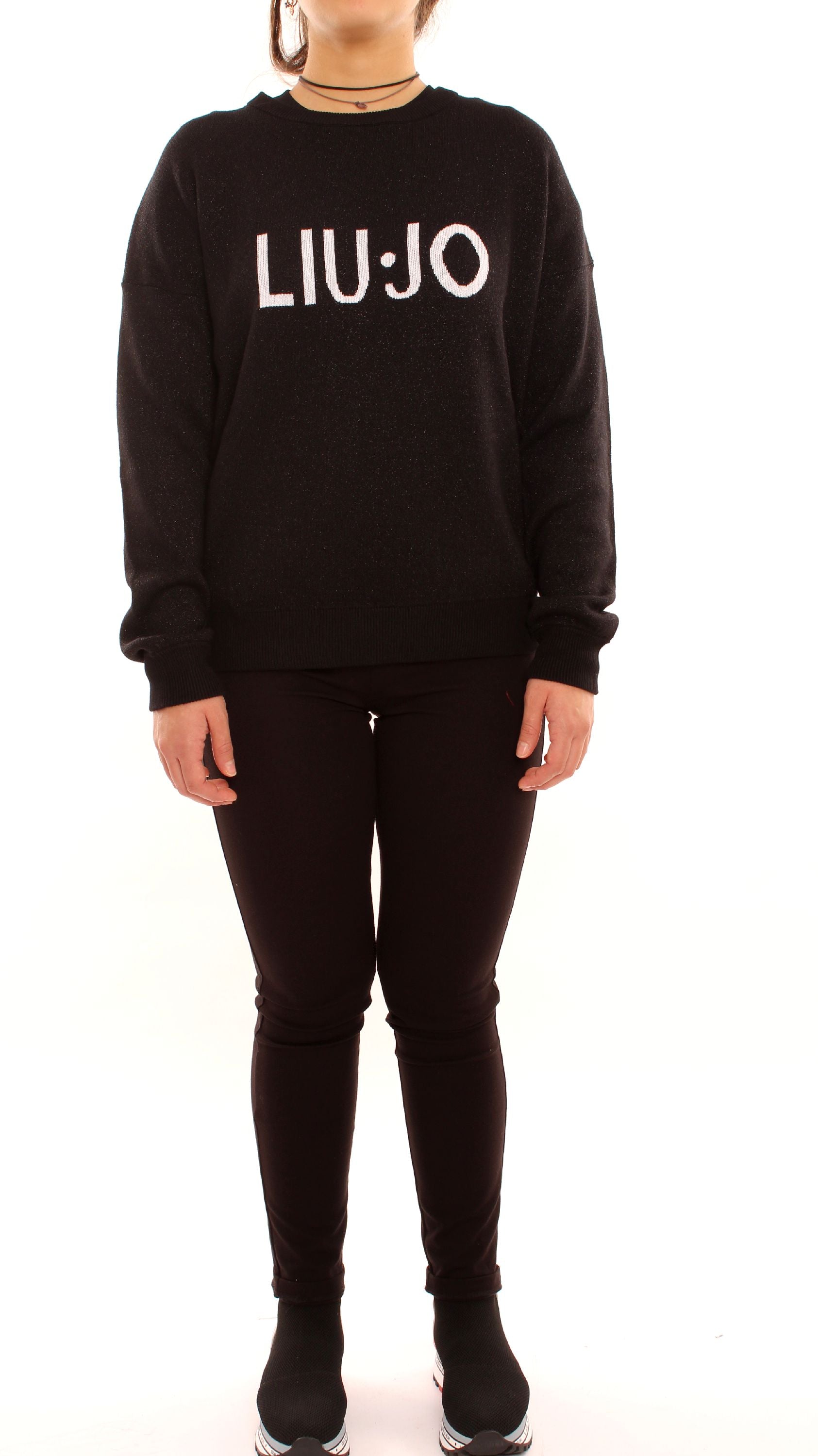 liu jo felpa in maglia co logo t69068ma09e