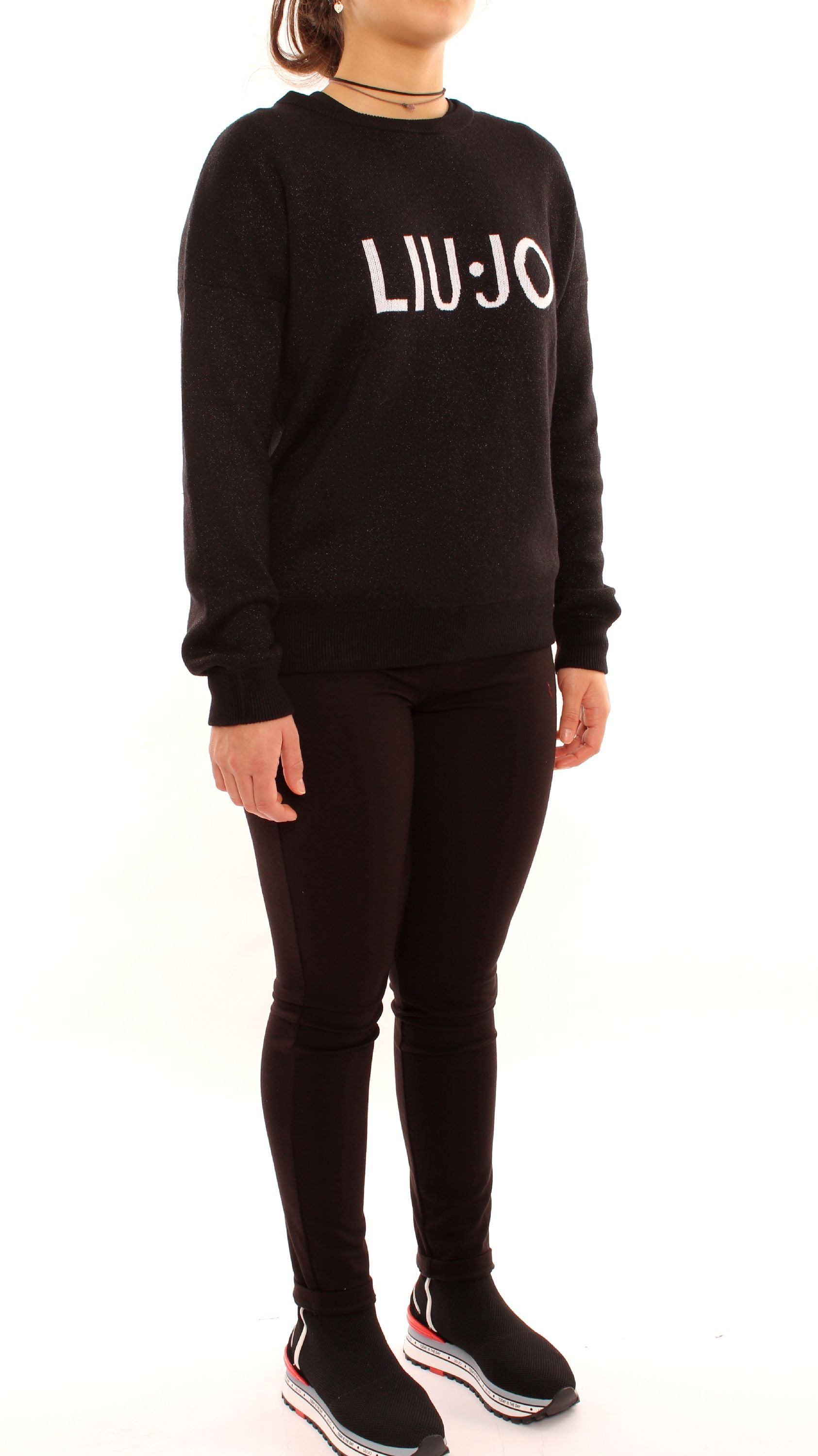 liu jo felpa in maglia co logo t69068ma09e