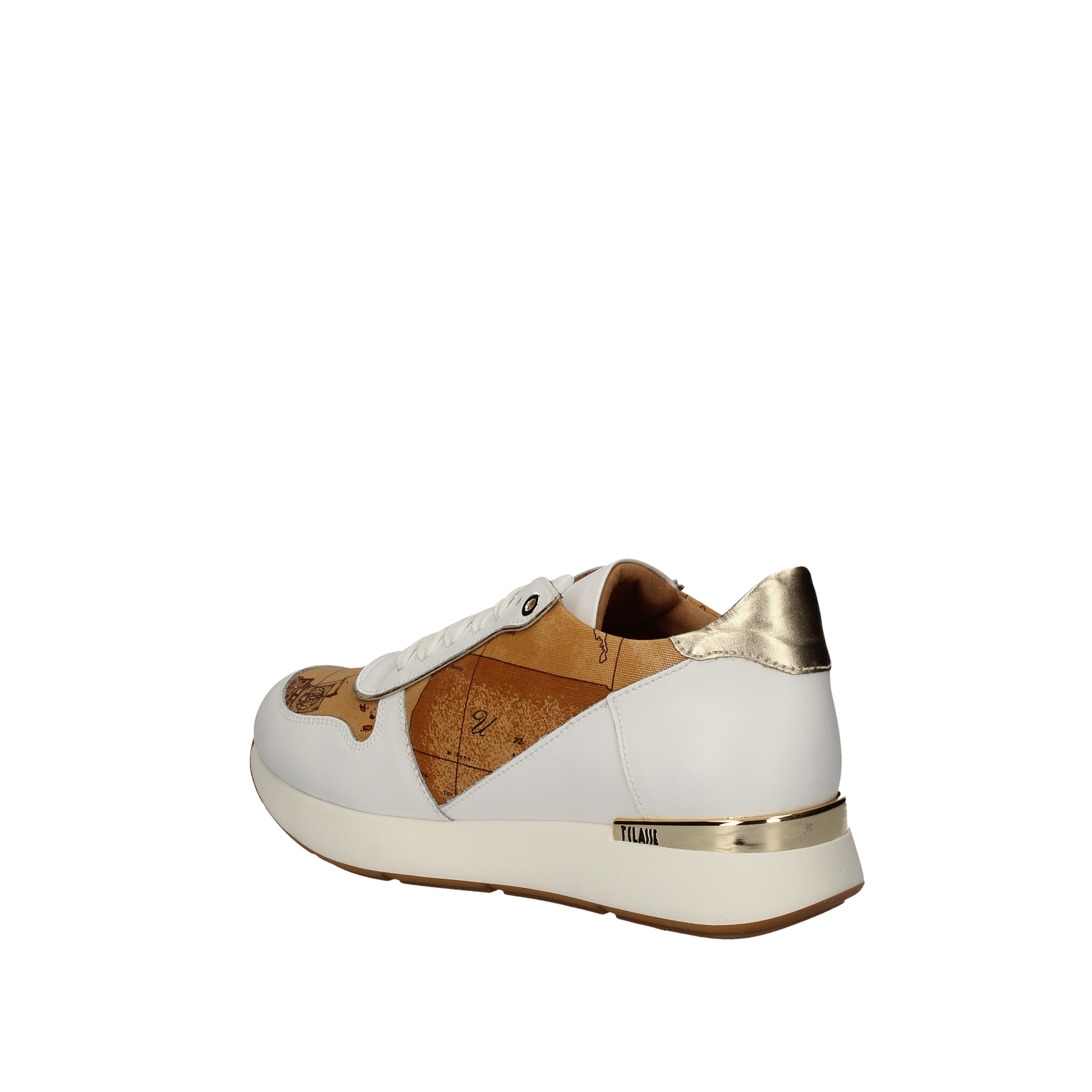 alviero martini sneakers modello bianco con inserti in tela naturale p750/578e