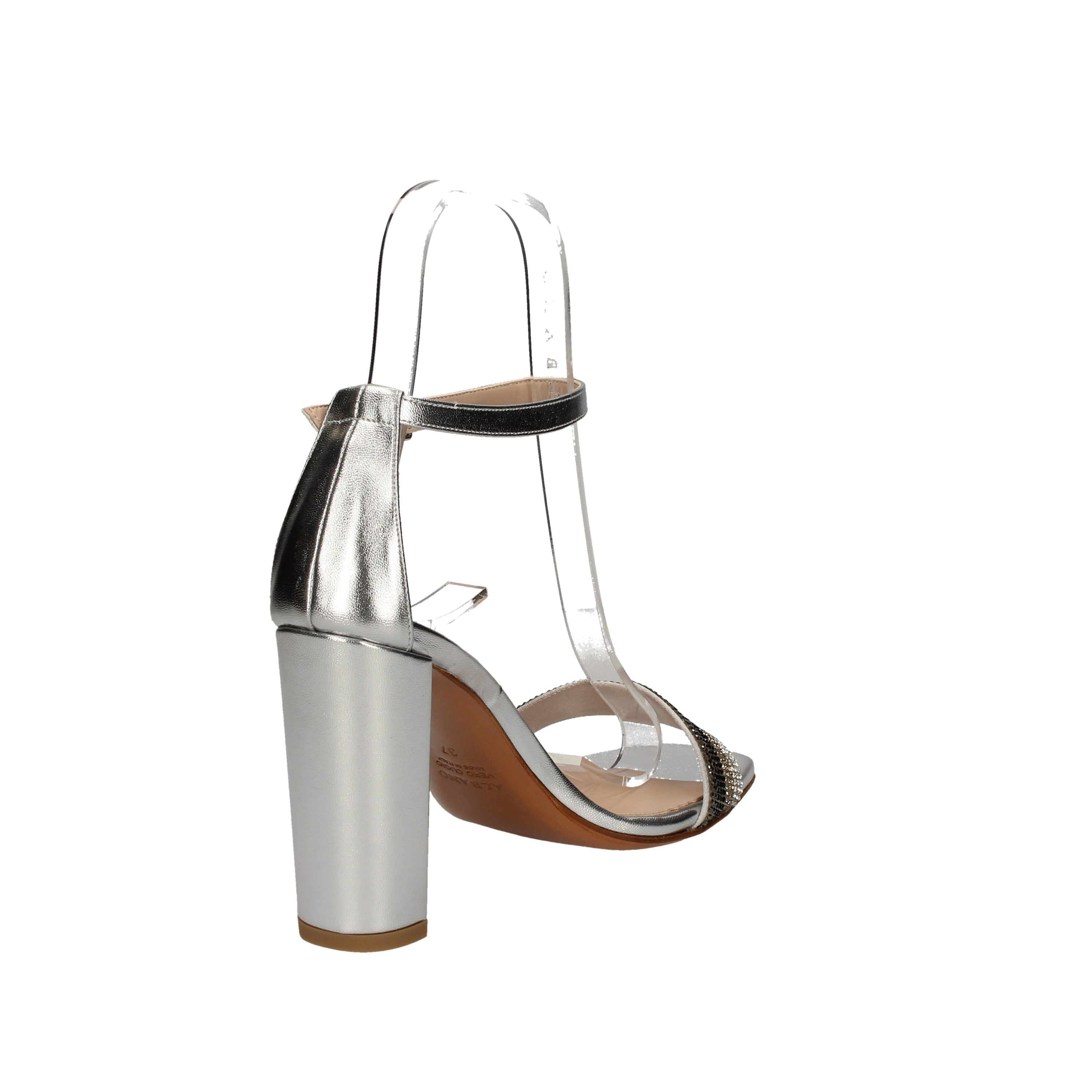 albano sandali in pelle metal argento con strass 4153