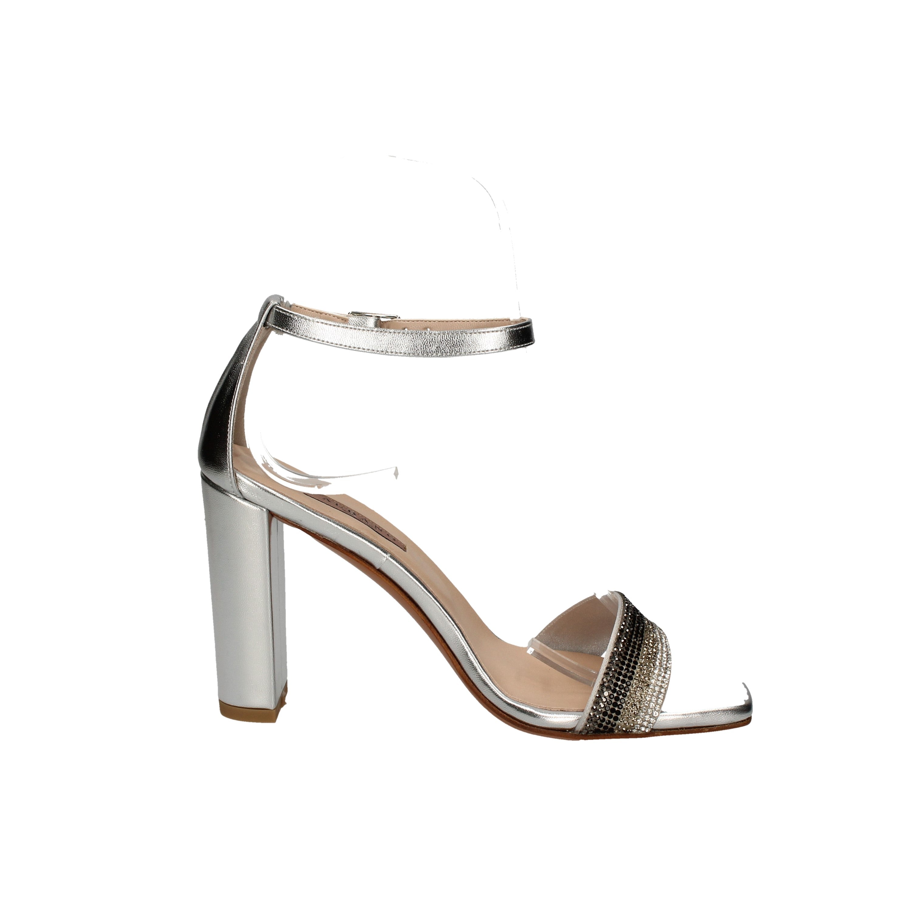 albano sandali in pelle metal argento con strass 4153