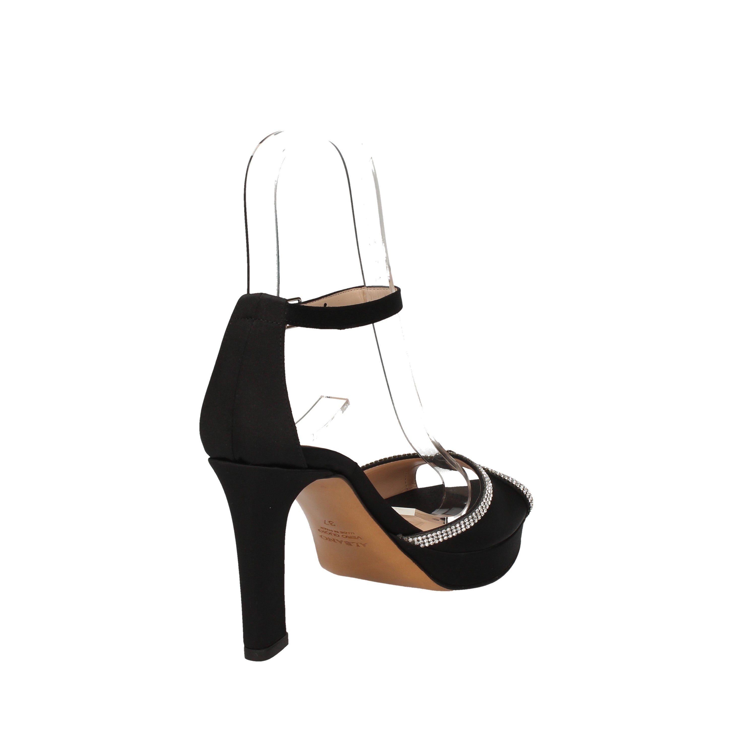 albano sandali nero in raso con strass 4234