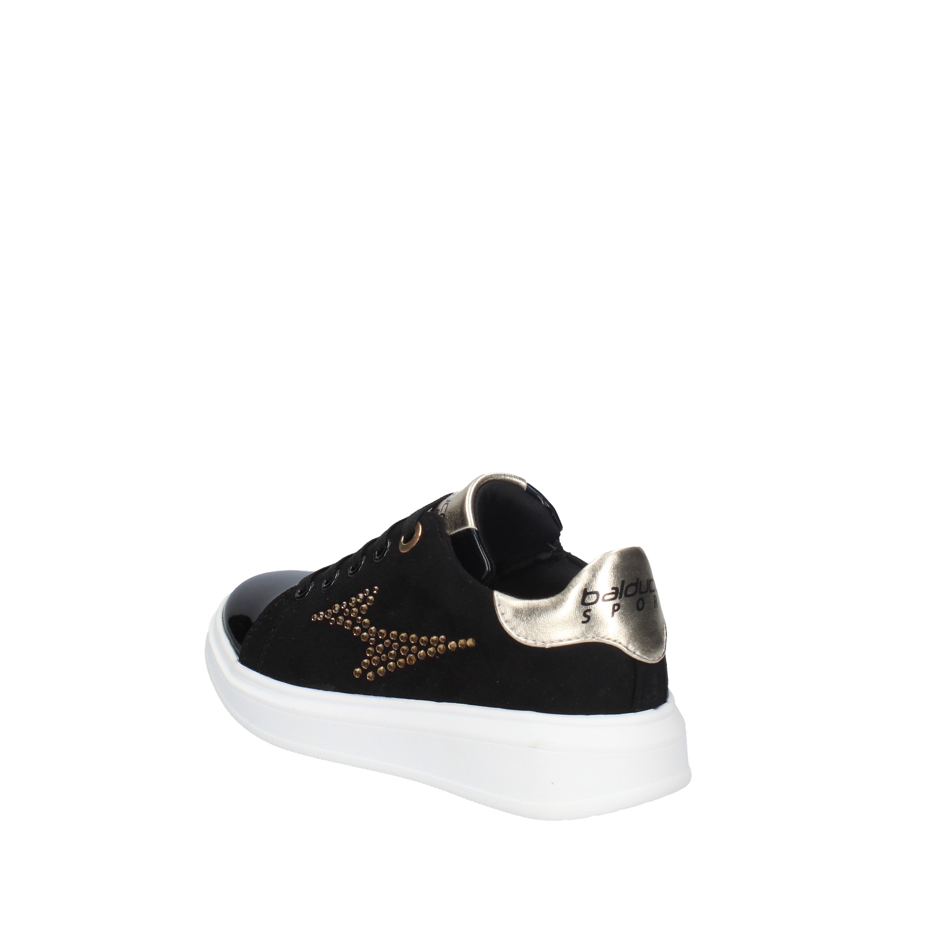 balducci sneakers modello camoscio e vernice nero con strass oro bs1862