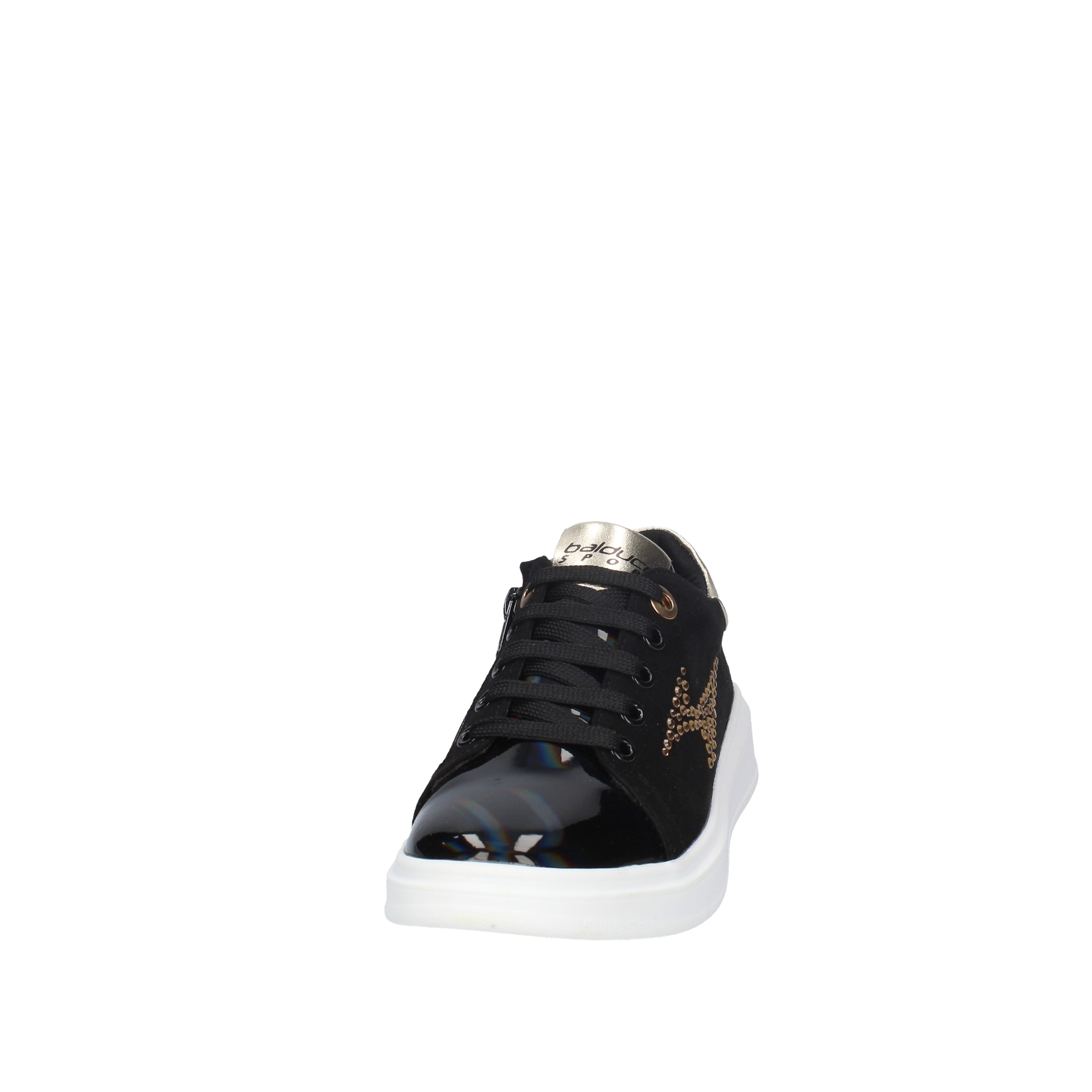 balducci sneakers modello camoscio e vernice nero con strass oro bs1862