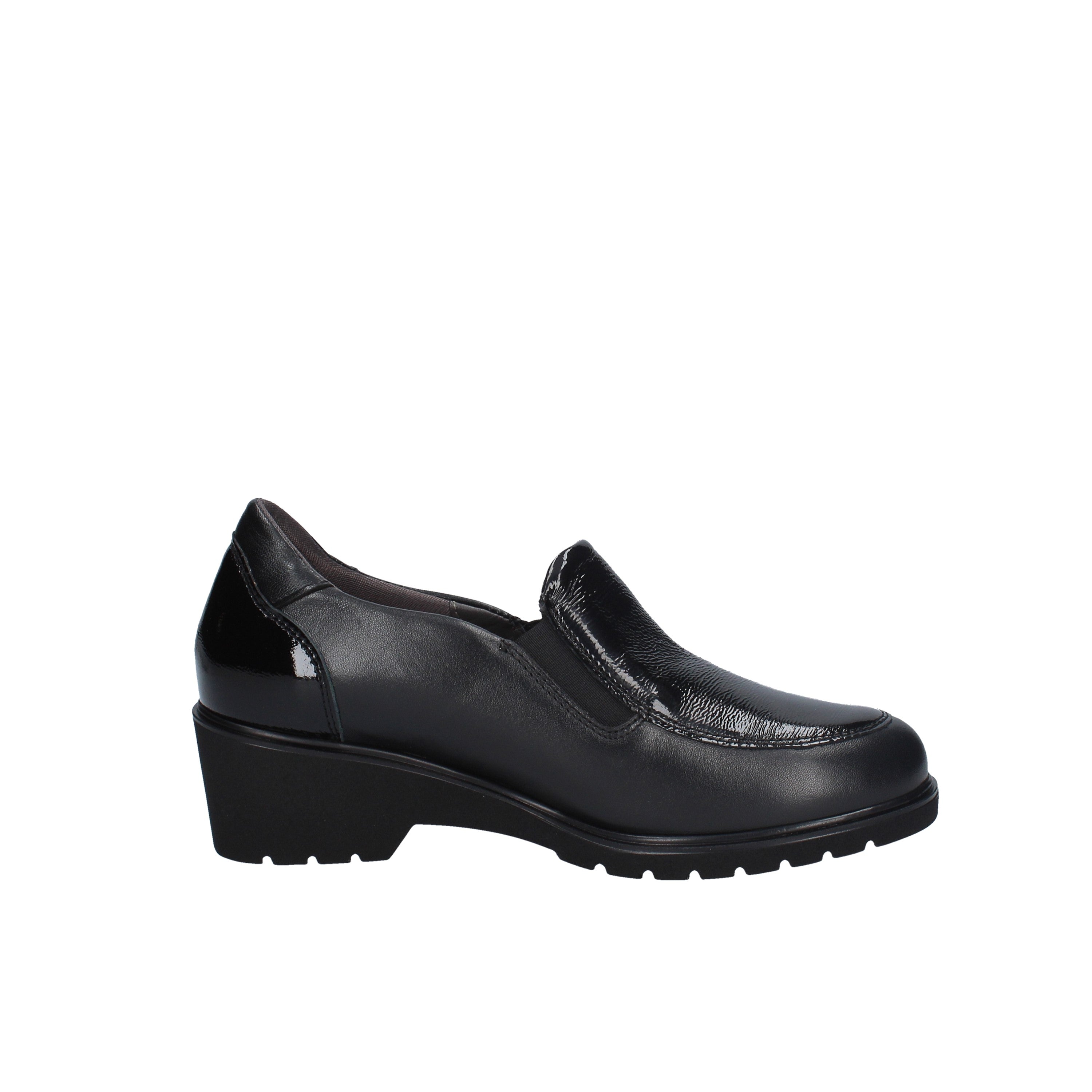 melluso mocassino modello guanto nero in pelle e pelle vernice r35728l
