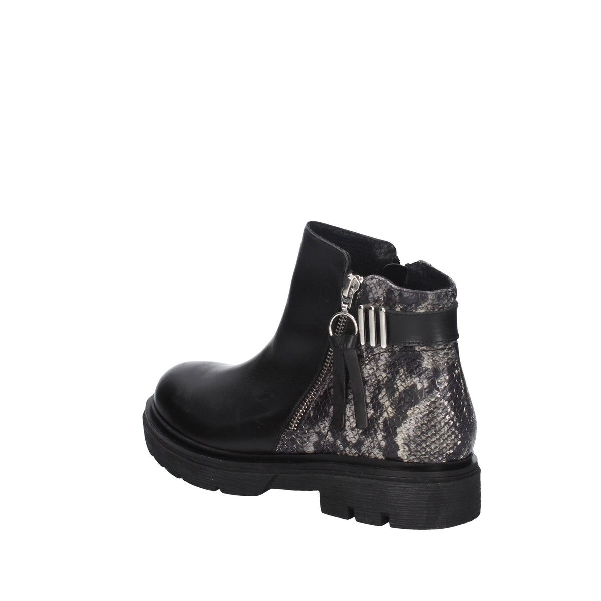 Scarpe Tronchetto Donna Pelle Nera Basso Alla Caviglia Con Tacco A Spillo Basso 5 Cm Linea Basic Zip