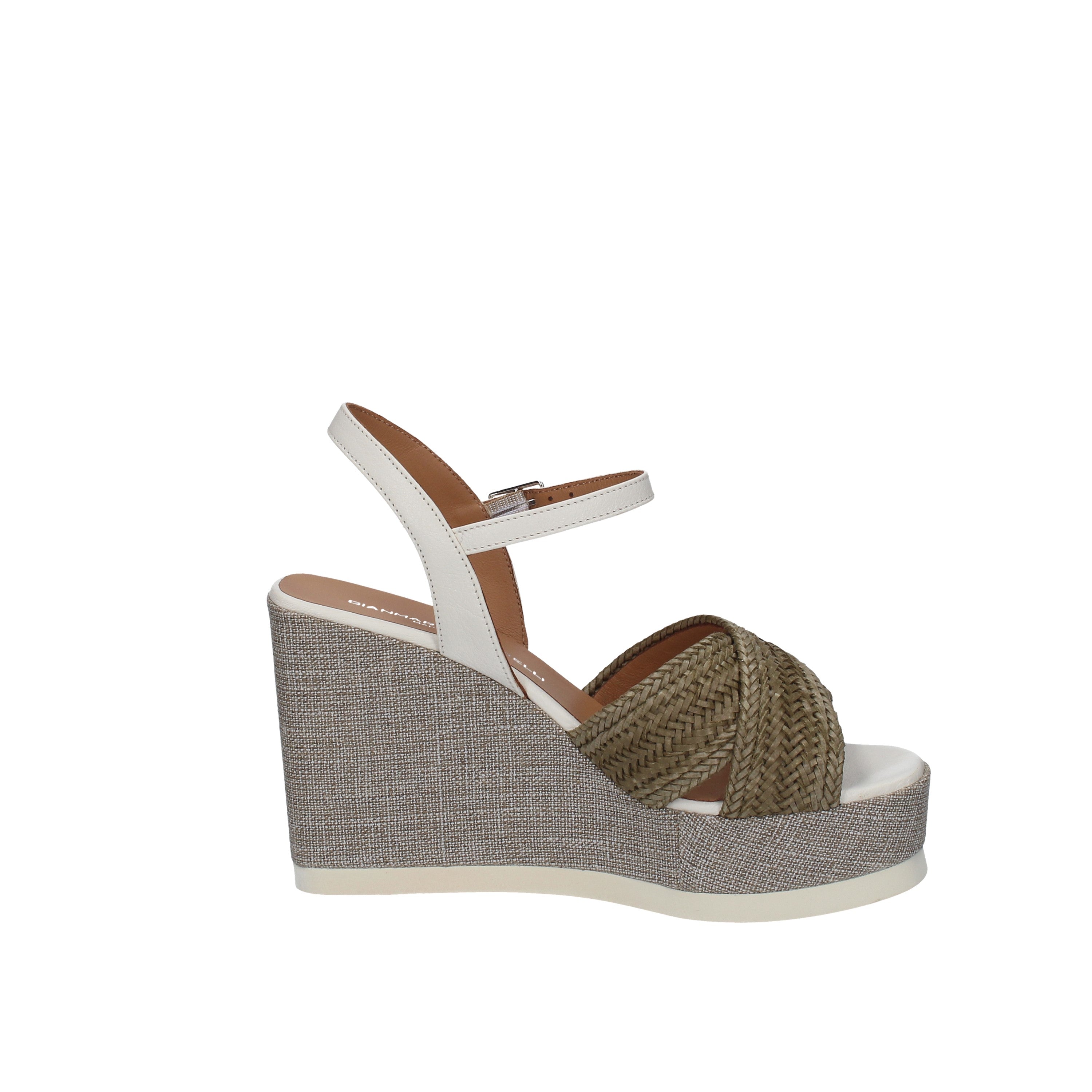 gianmarco sorelli sandali modello zeppa vale tressa olive mousse gesso 2073/vale