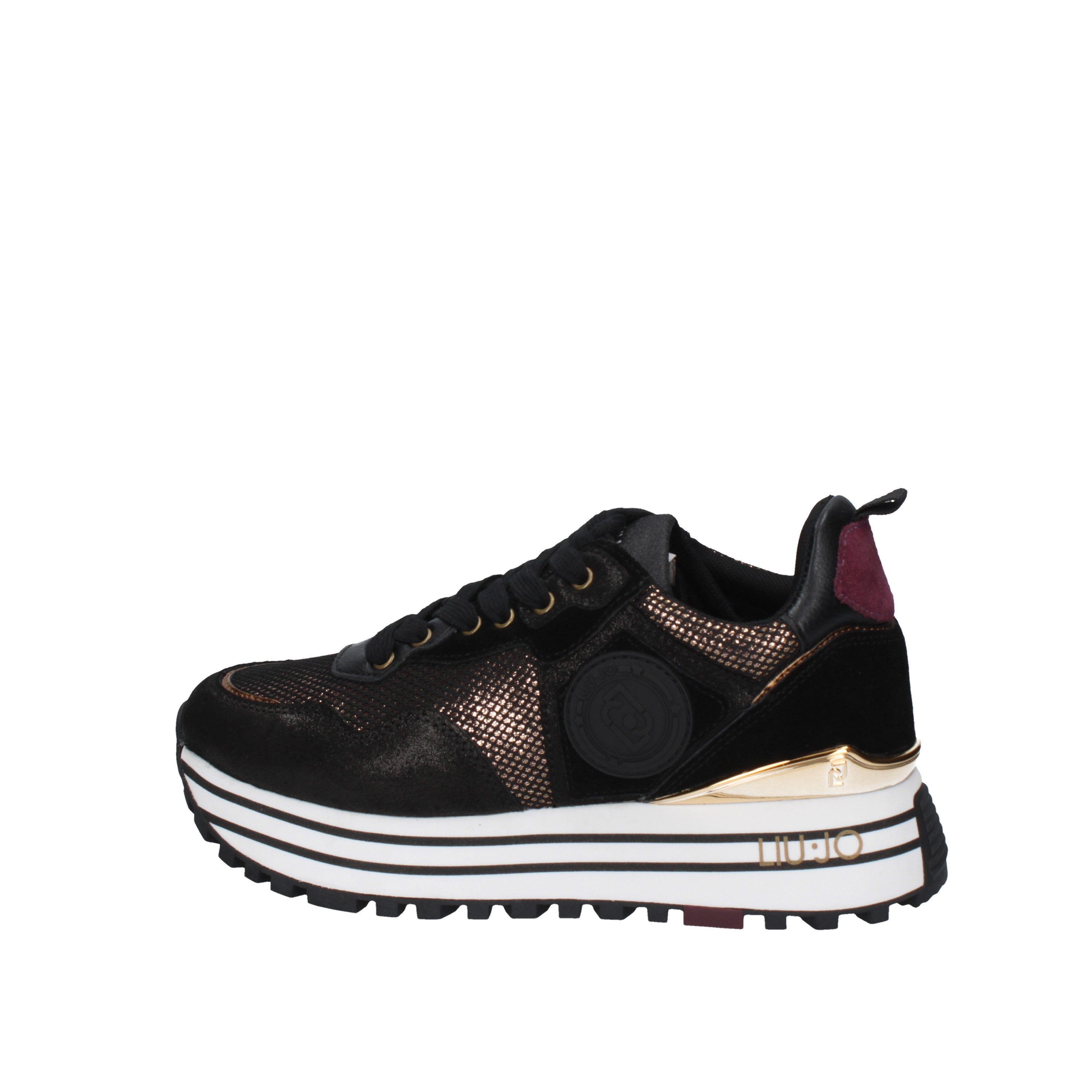 liu jo sneakers modello maxi wonder cow suede/glitter black bf2095px253