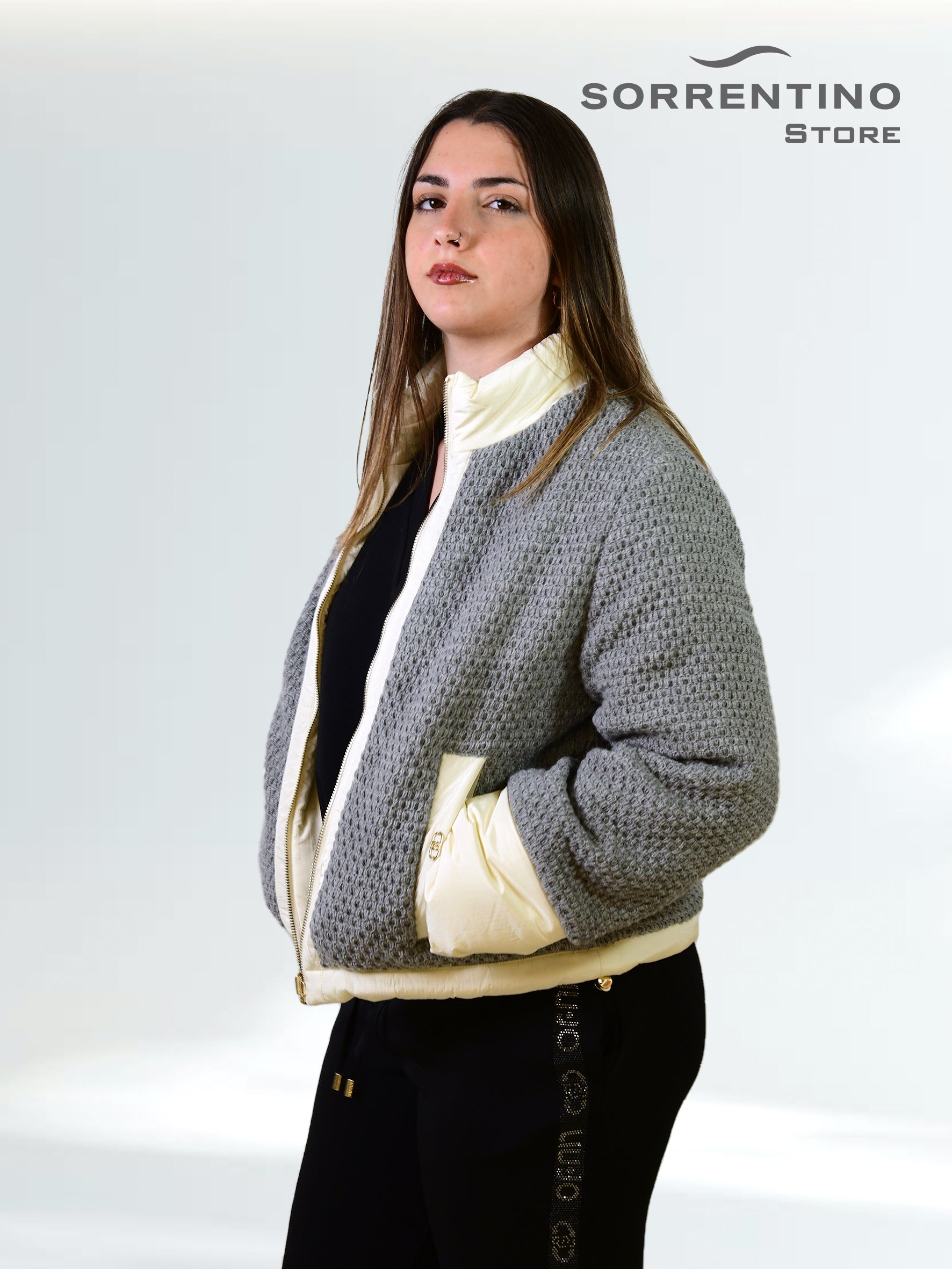 LIU JO abbigliamento TF5015MA93F GRIGIO/B.CO LATTE