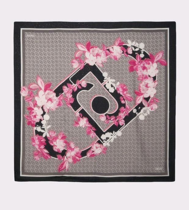 liu jo foulard con stampa floreale e logo 2f4098t0300