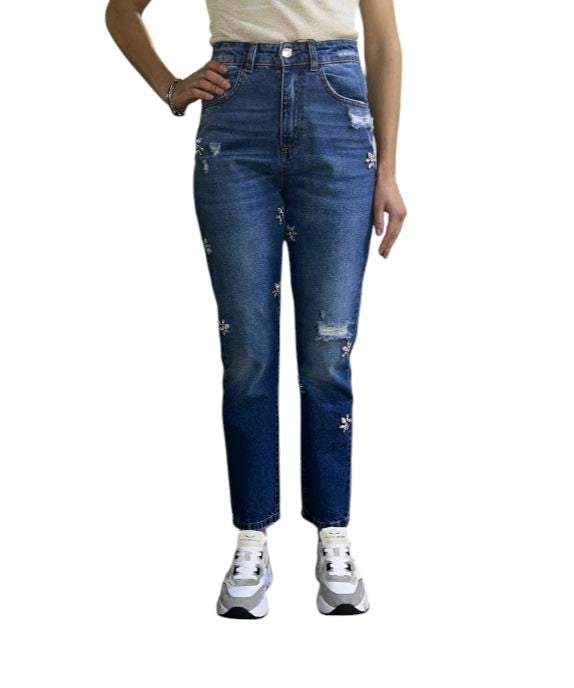 kocca jeans in denim a sigaretta fiora
