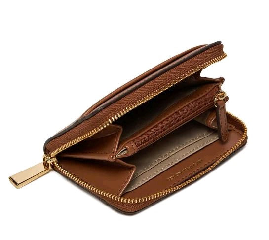 michael kors portafoglio Porta carte di credito zip-around Jet Set piccolo in pelle martellata 32t4gj6z5l