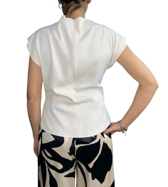 kocca blusa CON DRAPPEGGIO E BOTTONE GIOIELLO elvi