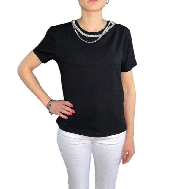 kocca t-shirt CON DOPPIO DETTAGLIO IN STRASS giona