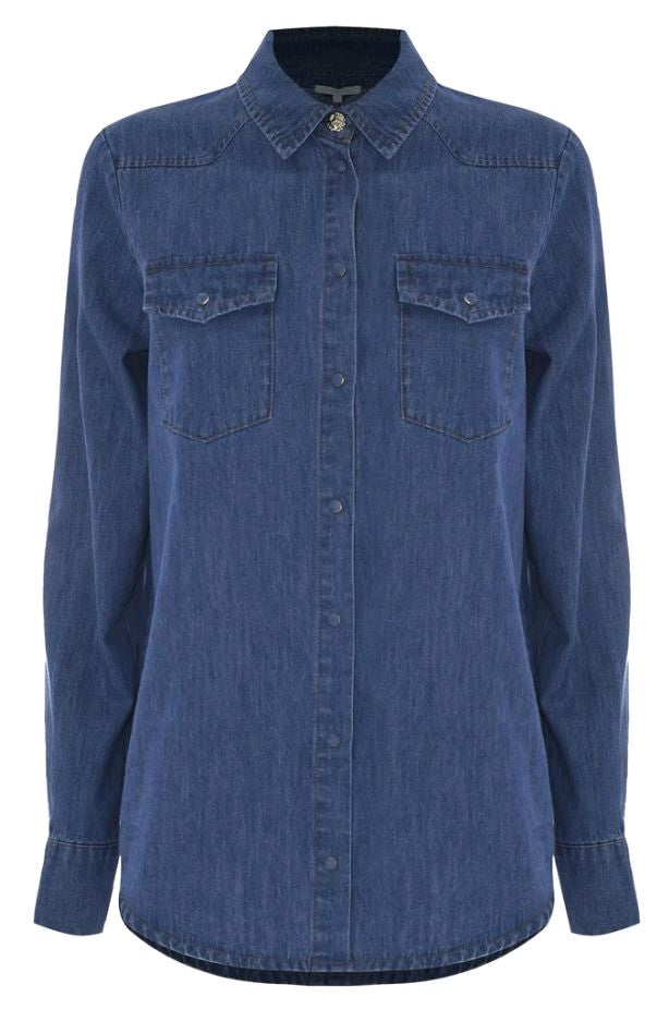 kocca camicia IN DENIM CON BOTTONE GIOIELLO pole