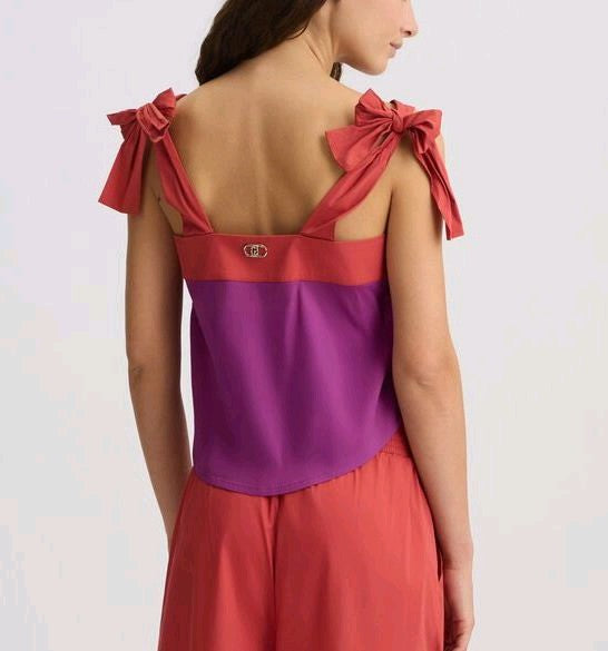 liu jo top Top in cotone con fiocchetti va5064ts330