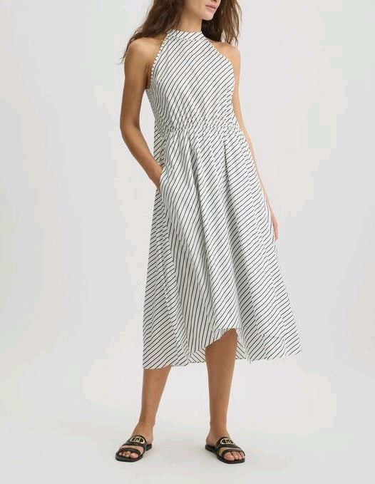 liu jo vestitino in popeline rigato va5081ts947