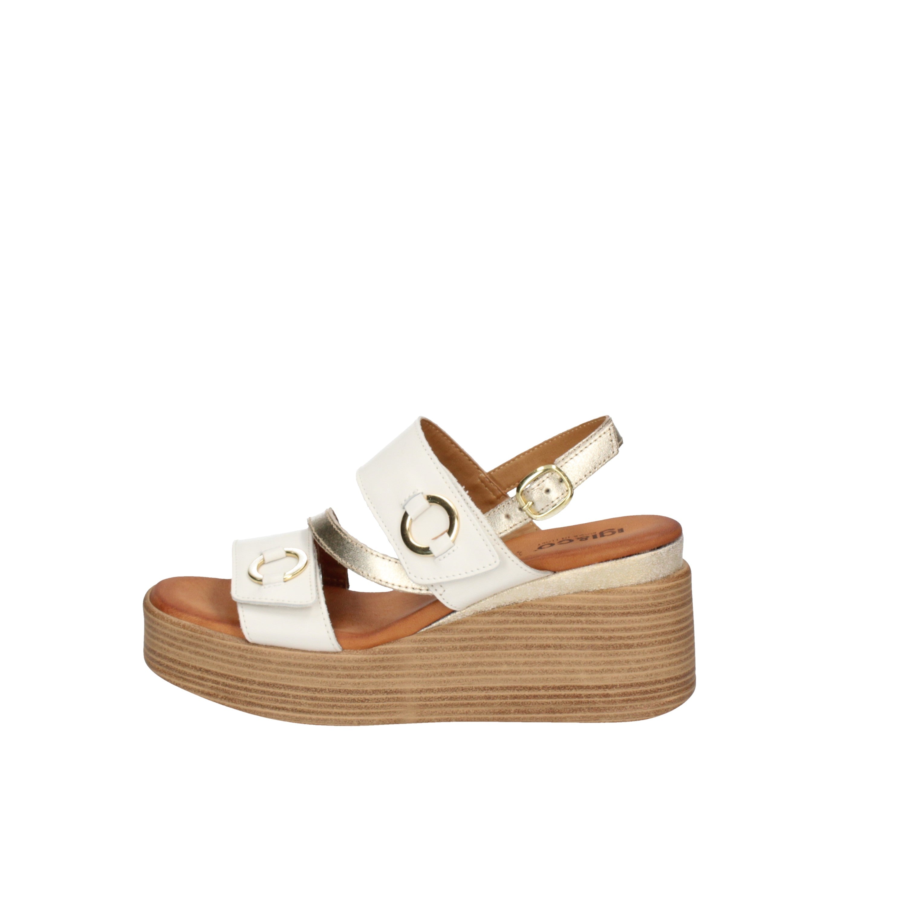 igi&co Sandali con zeppa da donna bianco con strap 76894/11