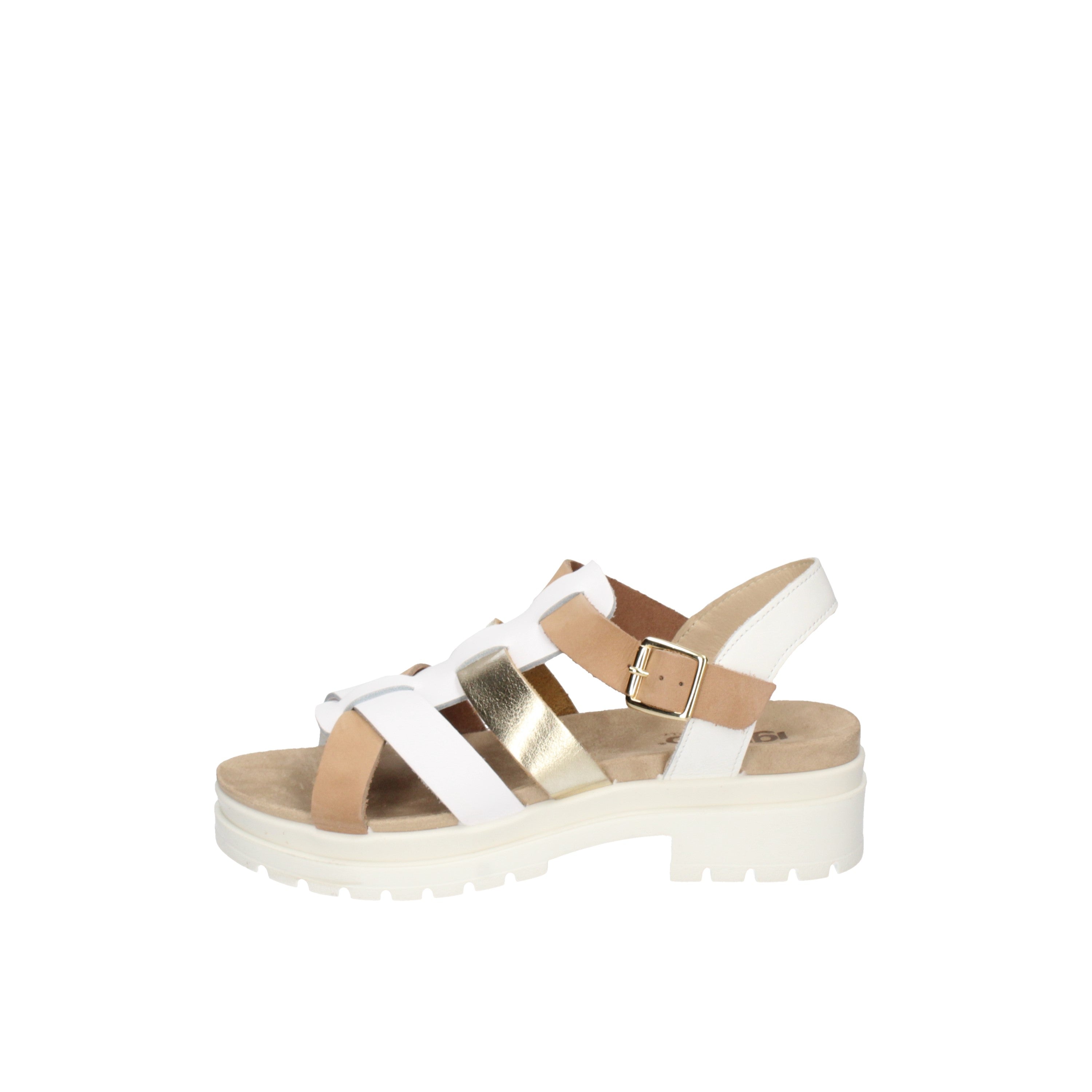 igi&co Sandali con tacco da donna bianco e beige con fibbia 76721/00