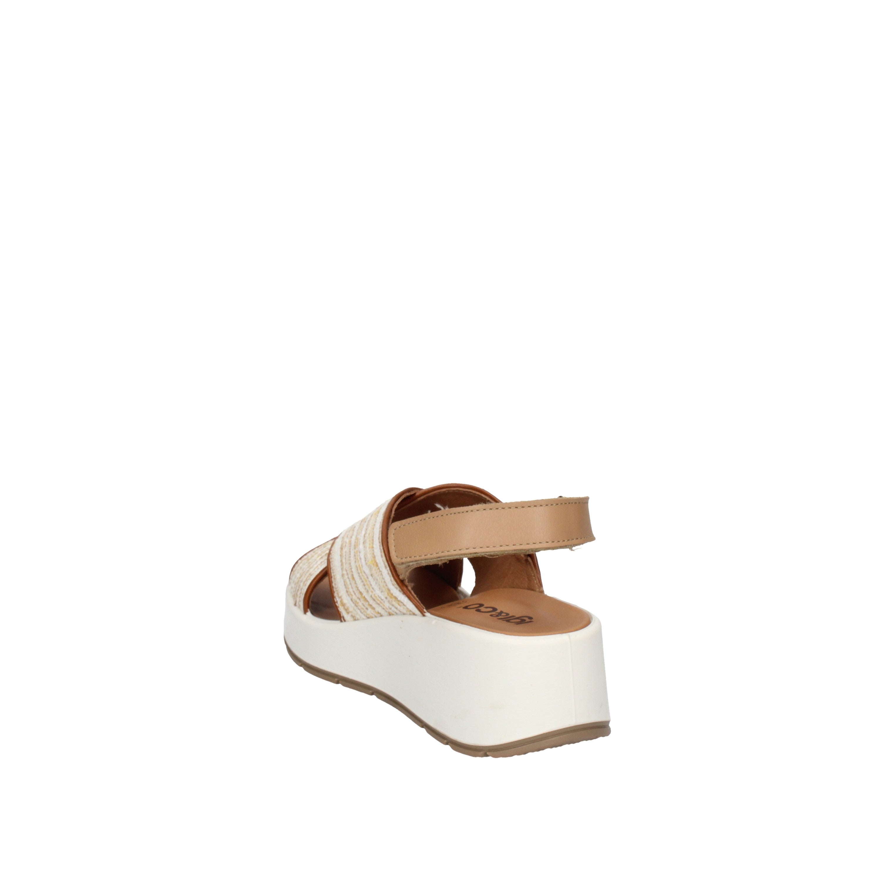 igi&co Sandali con zeppa da donna beige e bianco con strap 76668/11