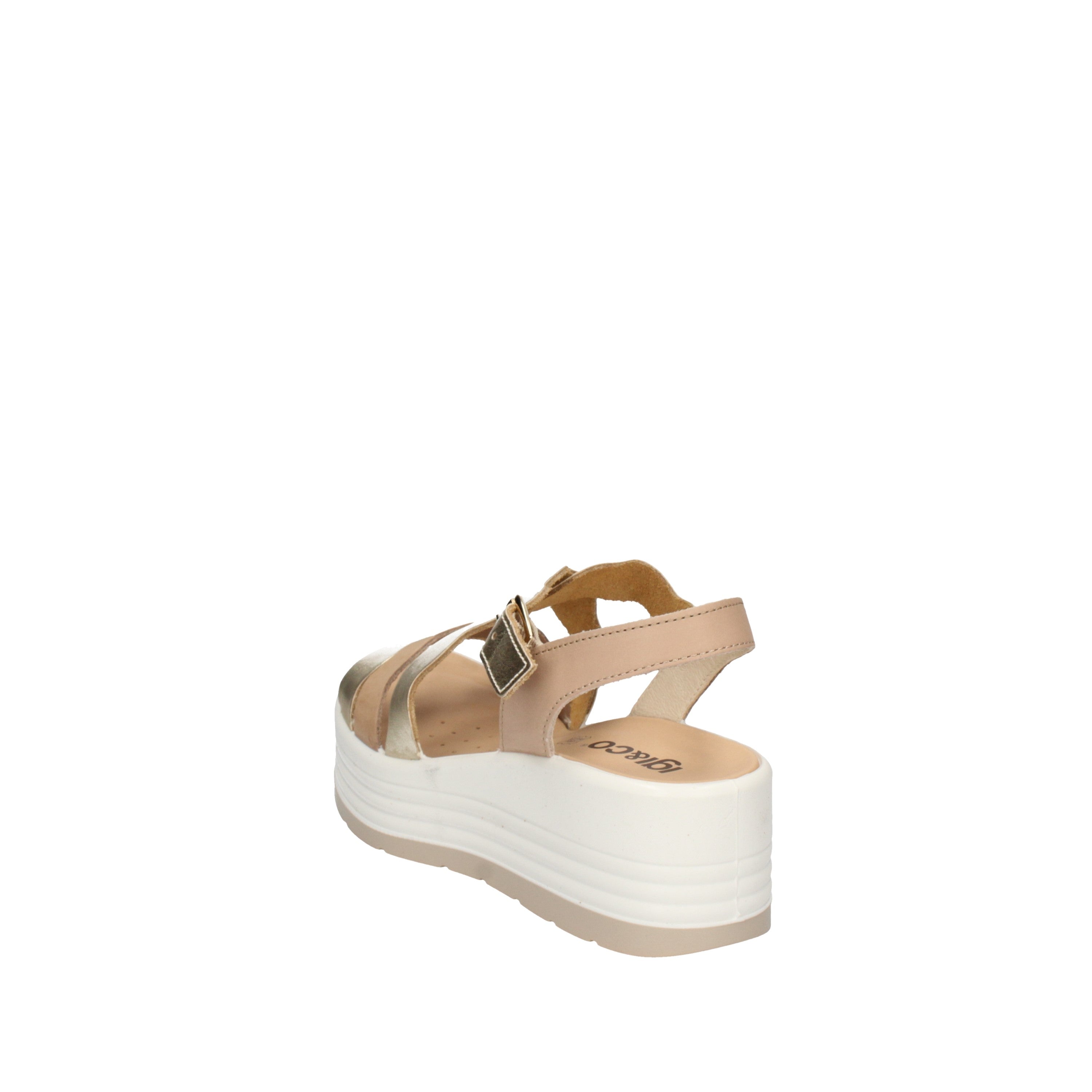 igi&co Sandali con zeppa da donna platino e beige con fibbia 76671/00