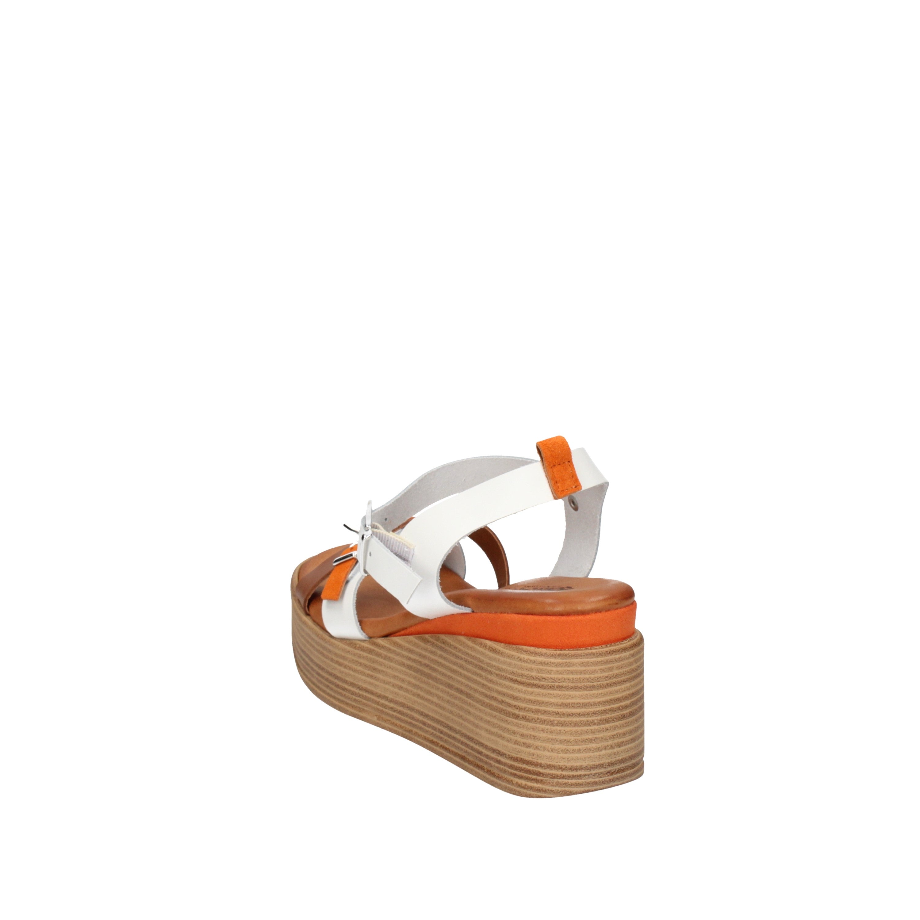 igi&co Sandali con zeppa da donna bianco e arancio con fibbia 76897/11