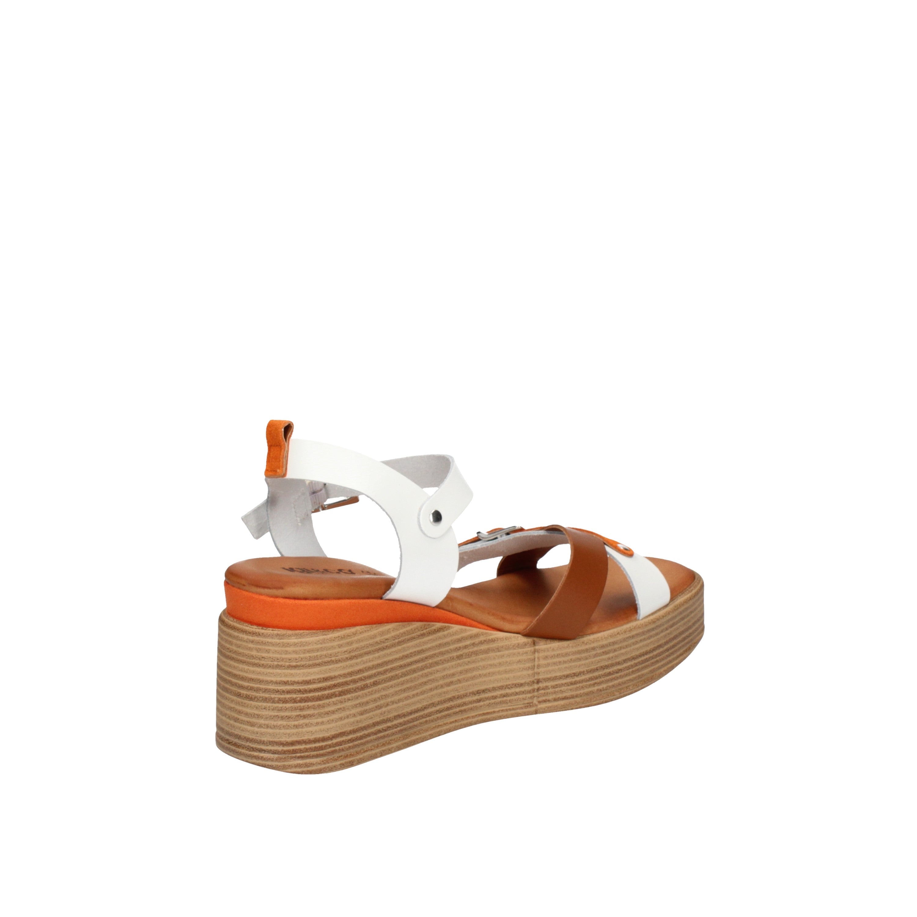 igi&co Sandali con zeppa da donna bianco e arancio con fibbia 76897/11