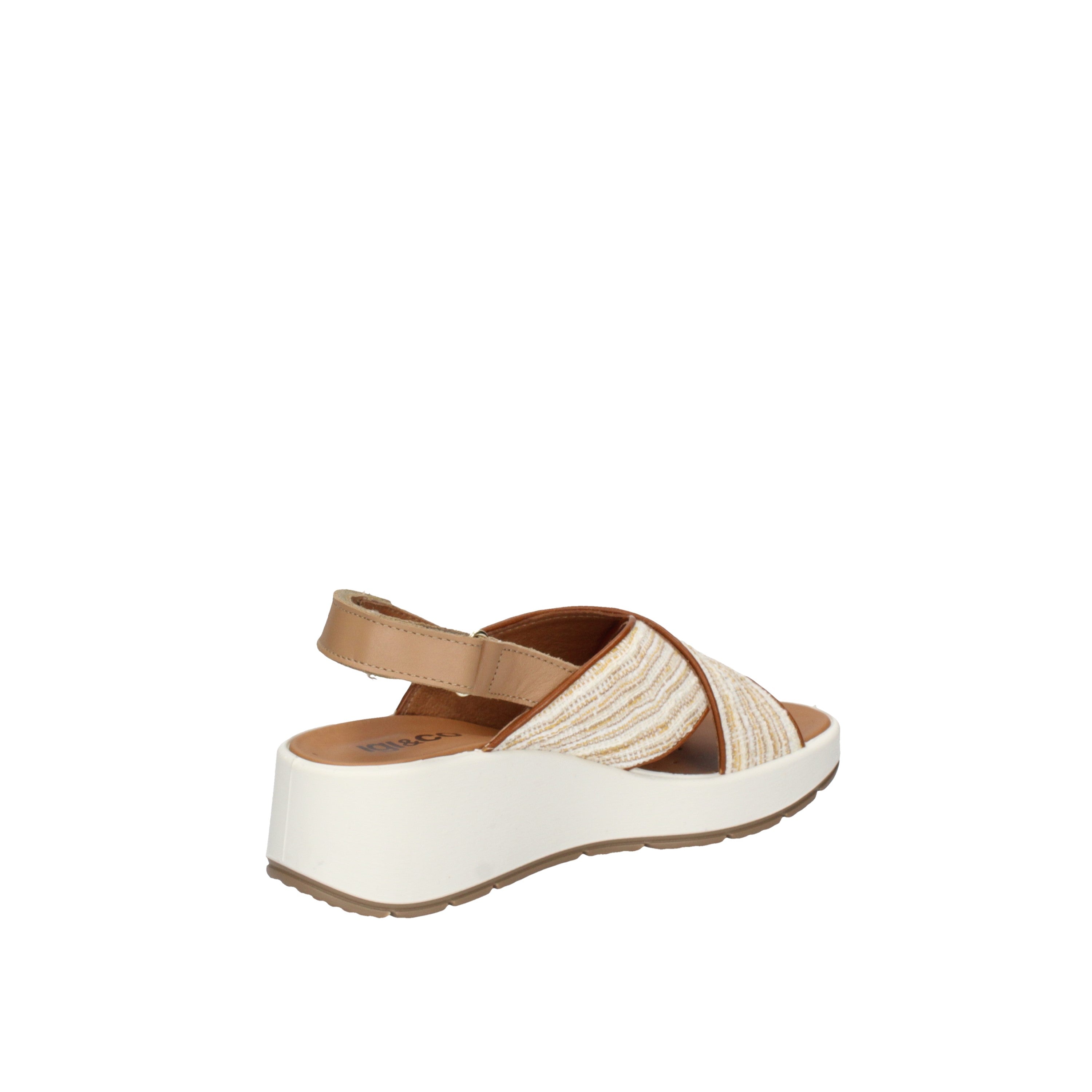 igi&co Sandali con zeppa da donna beige e bianco con strap 76668/11
