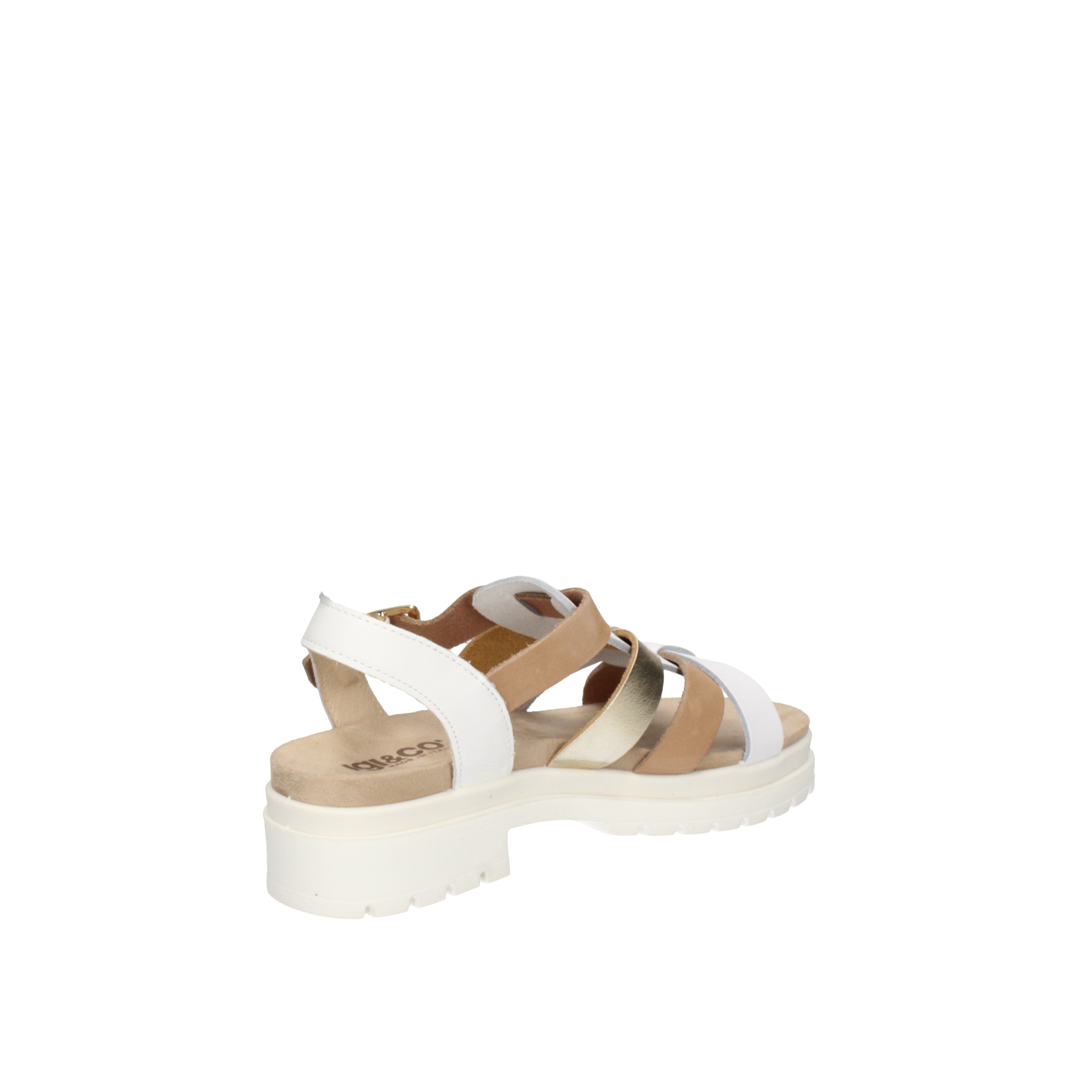 igi&co Sandali con tacco da donna bianco e beige con fibbia 76721/00
