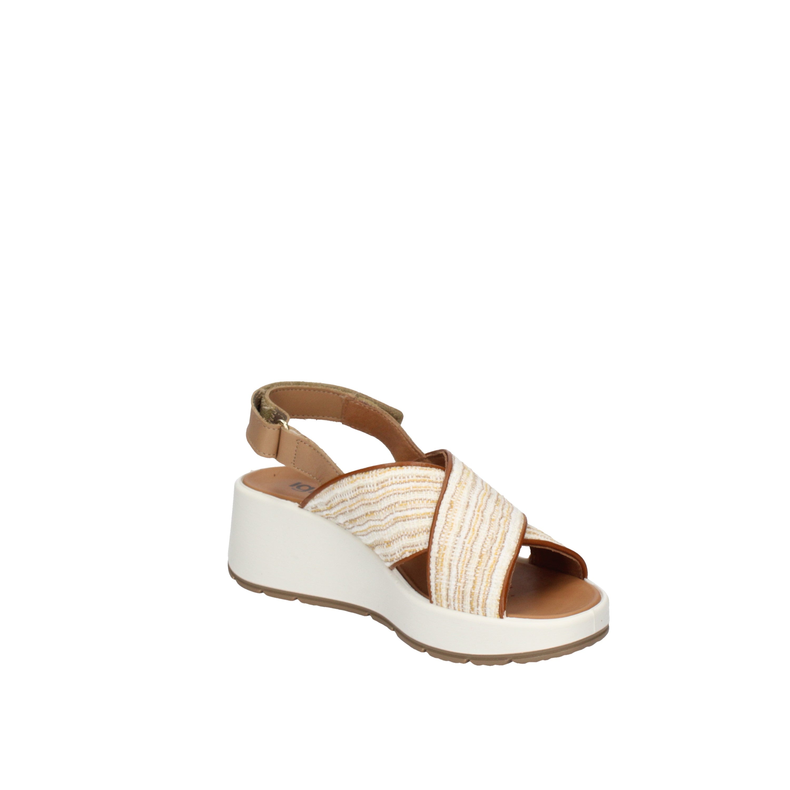 igi&co Sandali con zeppa da donna beige e bianco con strap 76668/11