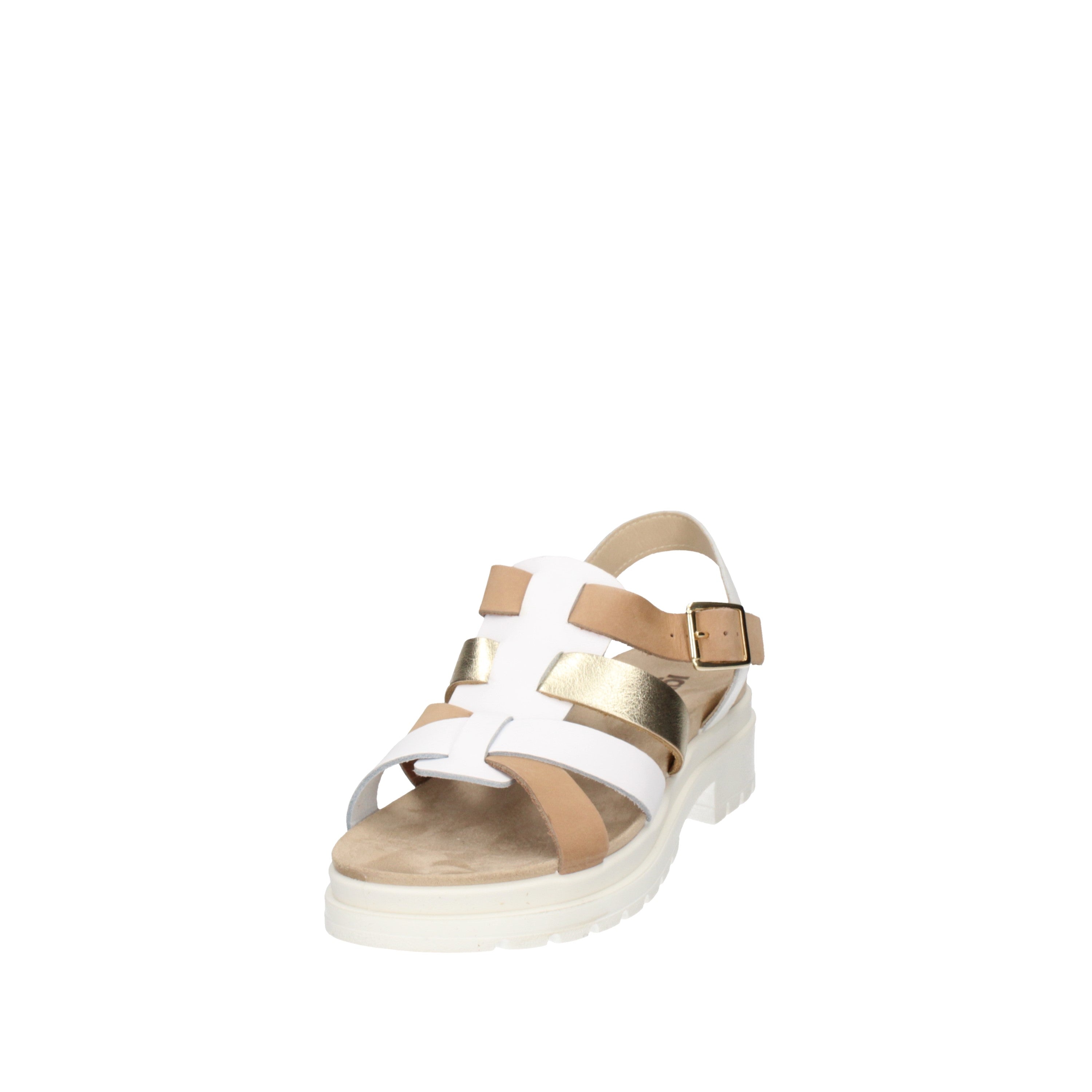 igi&co Sandali con tacco da donna bianco e beige con fibbia 76721/00