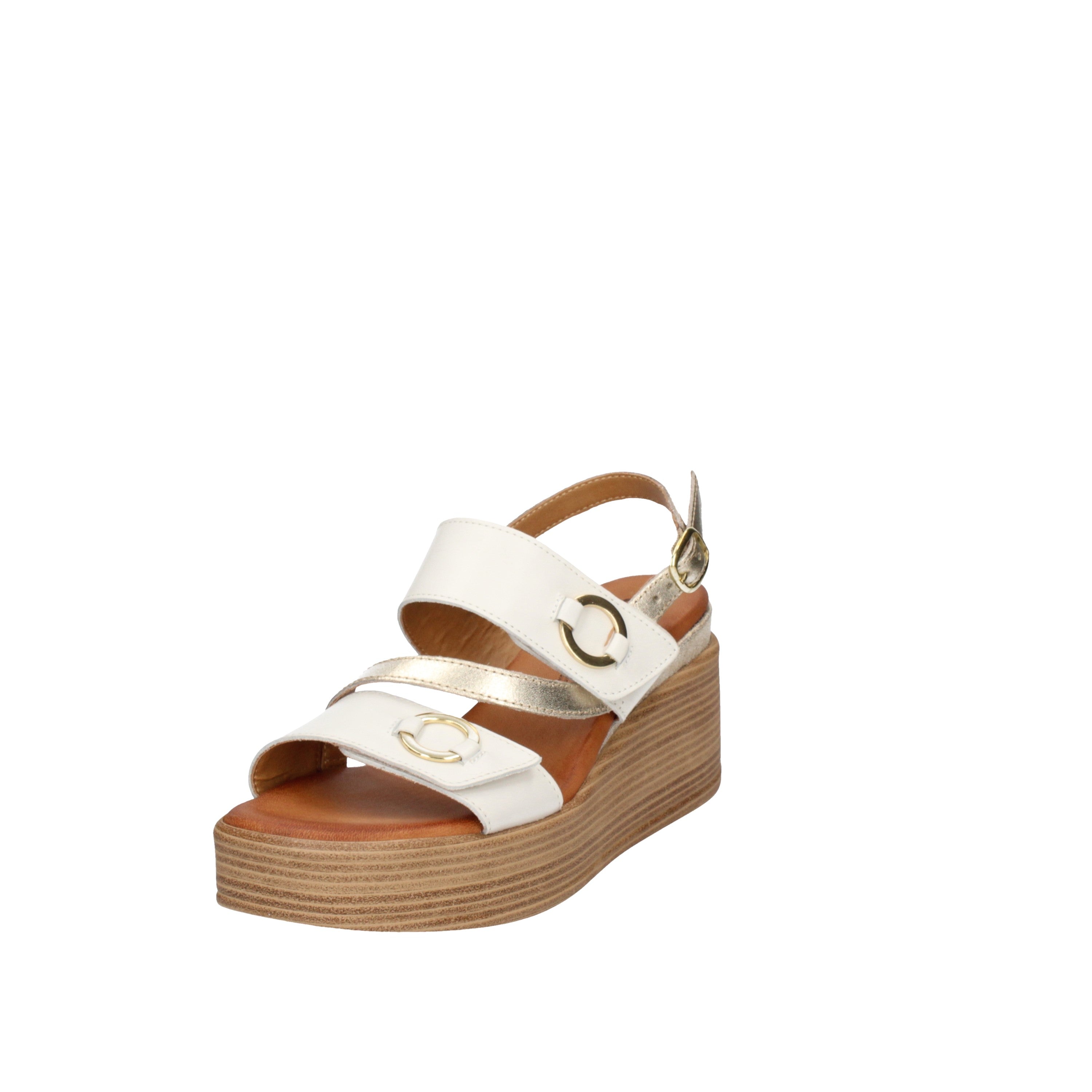 igi&co Sandali con zeppa da donna bianco con strap 76894/11