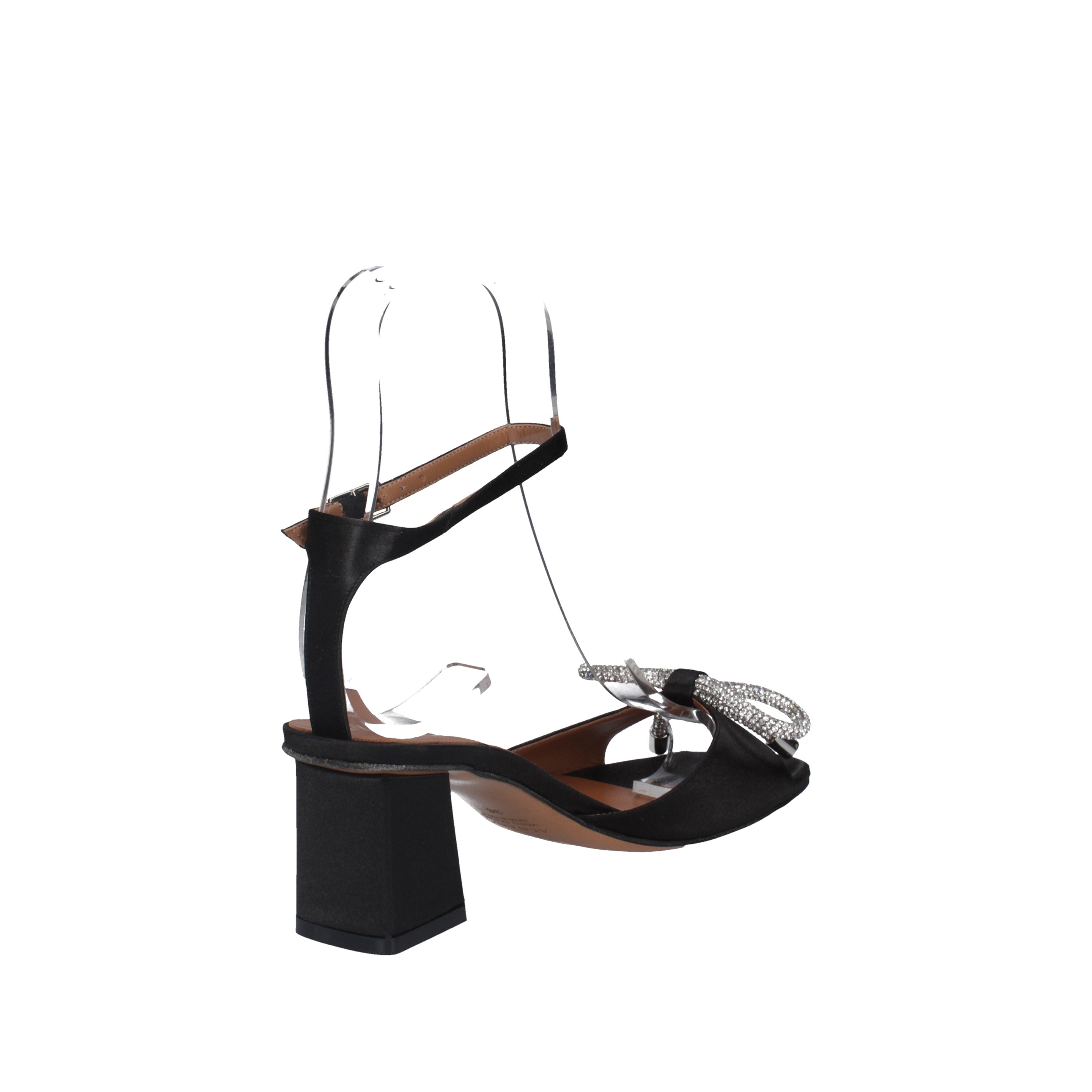 albano sandali in raso nero con fiocchetto a3121