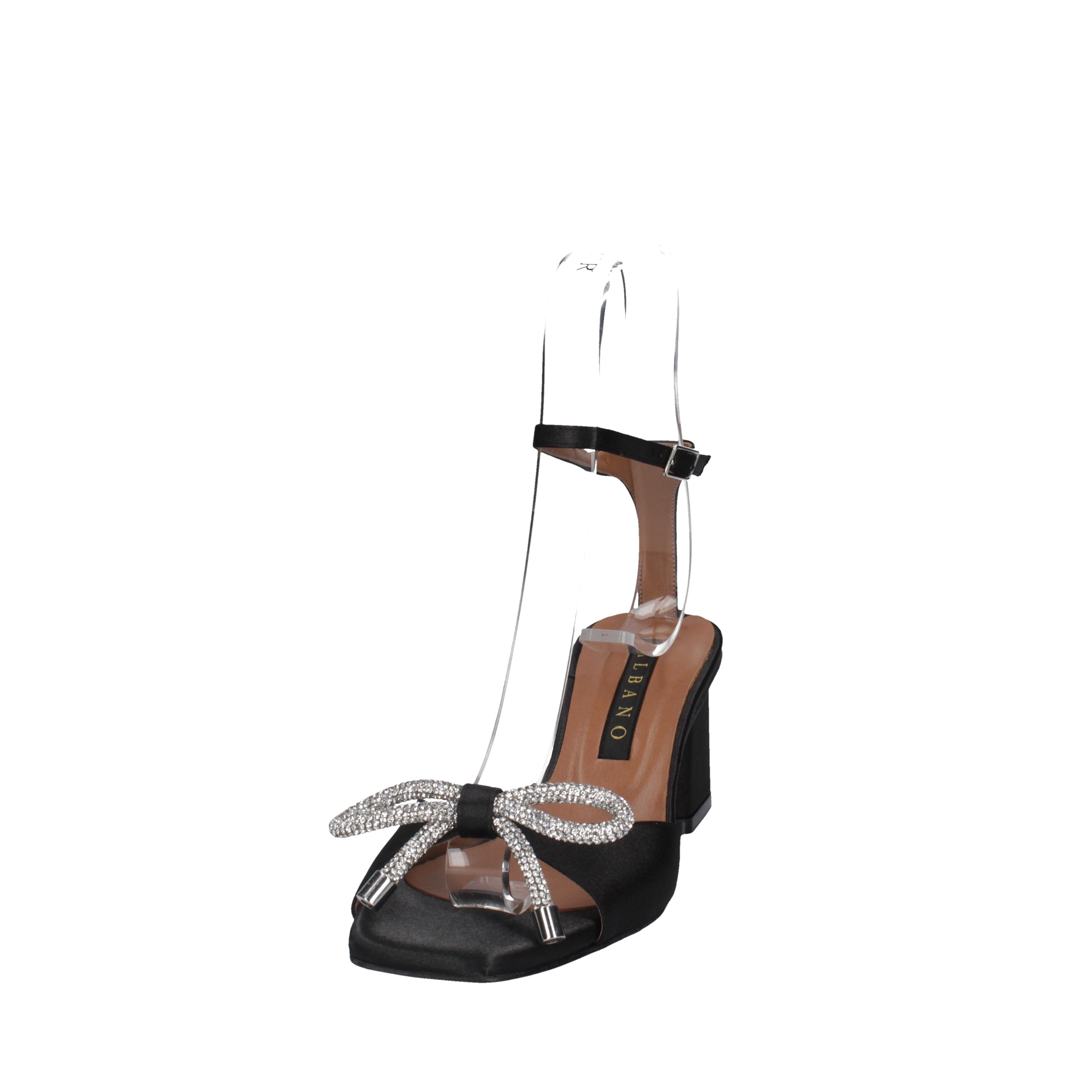 albano sandali in raso nero con fiocchetto a3121