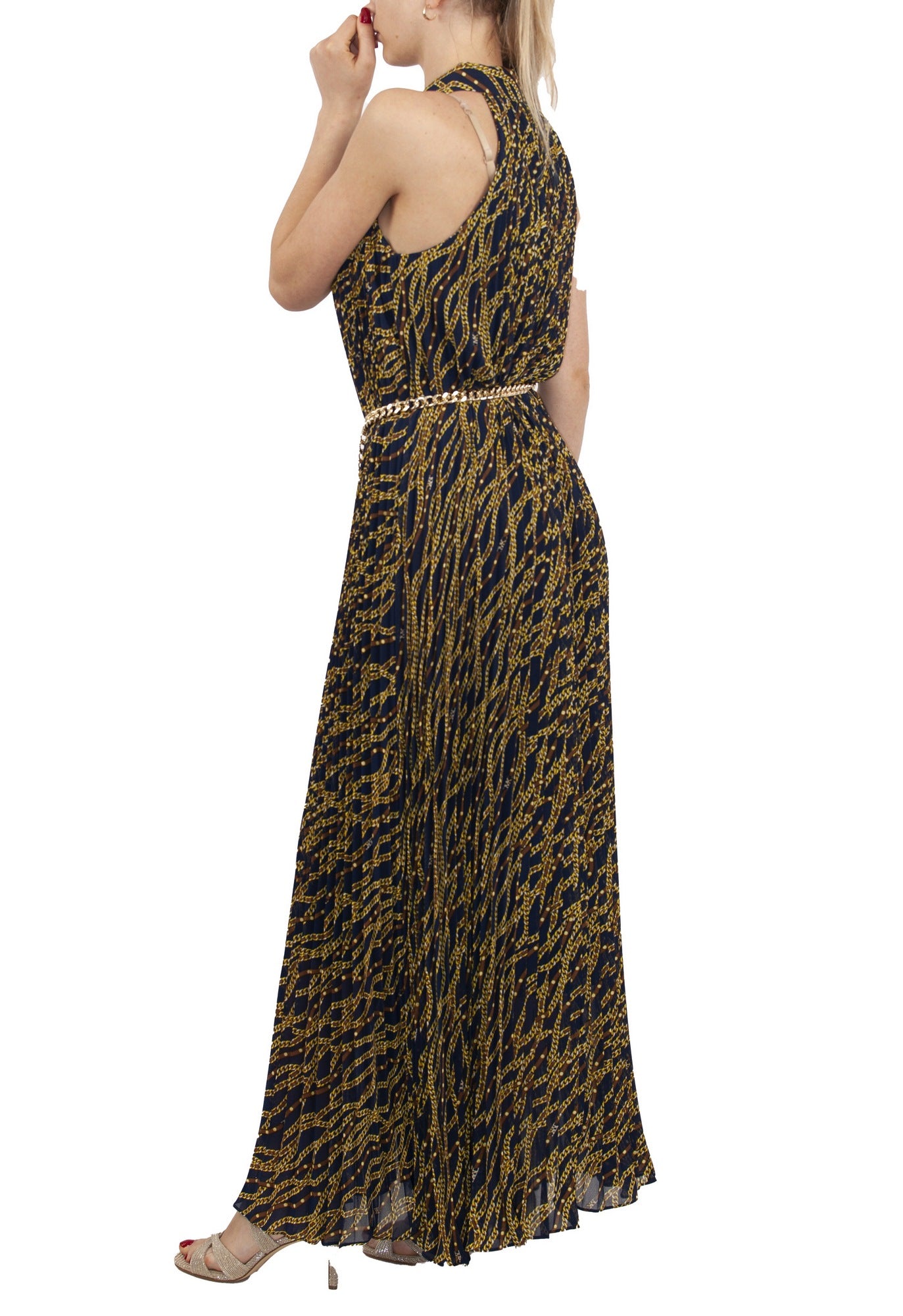 michael kors vestito Abito in georgette con scollo all'americana e stampa fantasia ms381ot8ev