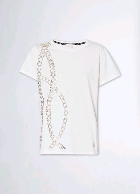 liu jo t-shirt con mini borchie ta4197j6040